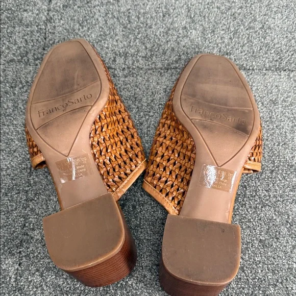 Franco Sarto Shoes Wm 8 M Nalla Woven Basketweave Block Heel Mules 90 Y2K - Picture 9 of 12